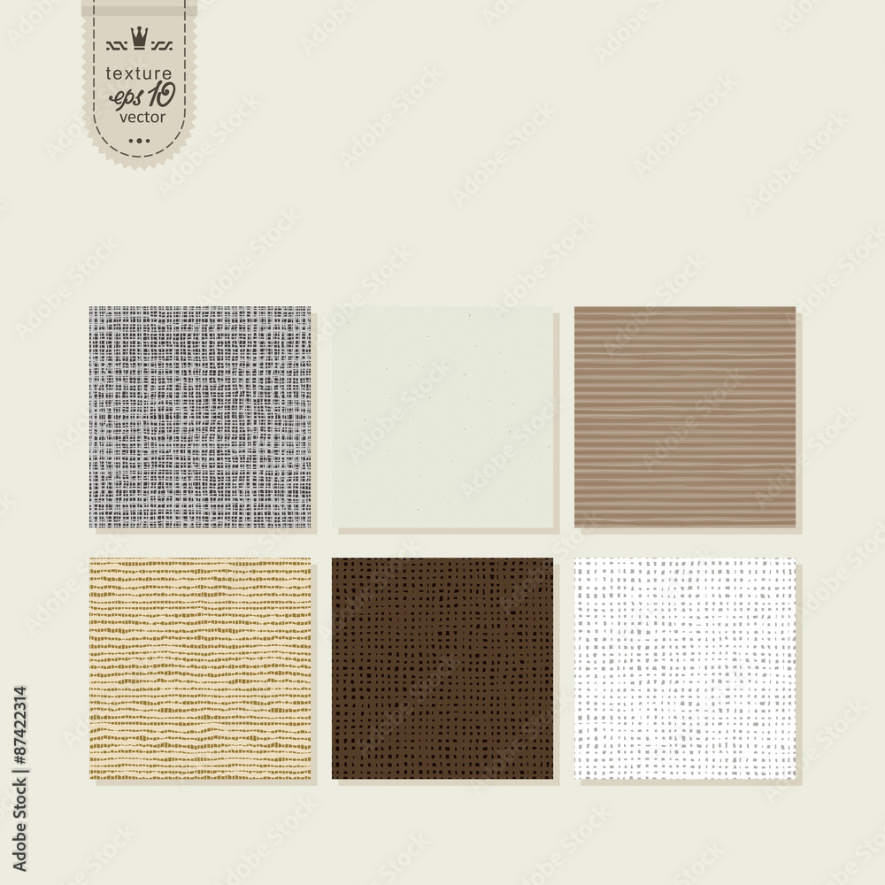 Fototapeta premium Set of 6 textures - rough fabric, paper.