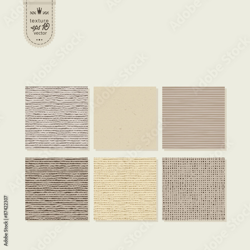 Set of 6 textures - rough fabric, paper.