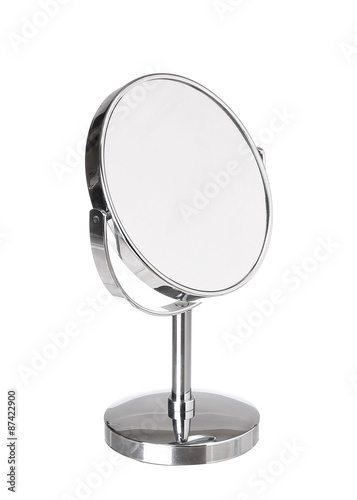 Desktop make up cosmetic mirror isolated on white background