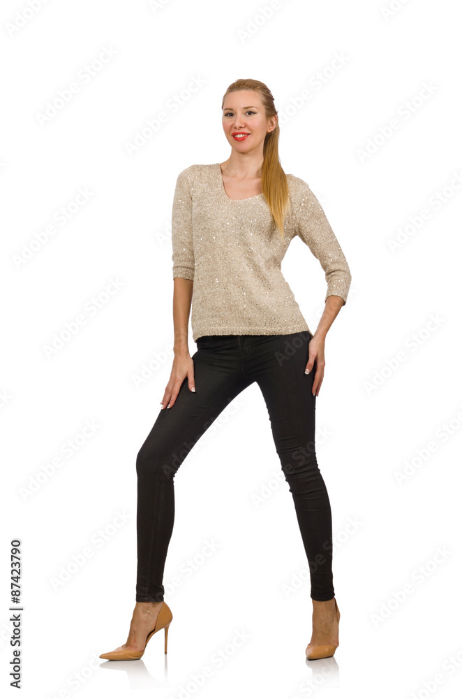 Fototapeta premium Smiling young woman isolated on white