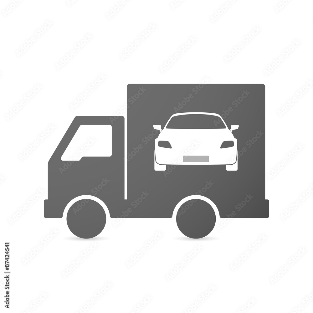 Isolated delivery truck icon with a car