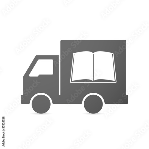 Isolated delivery truck icon with a book