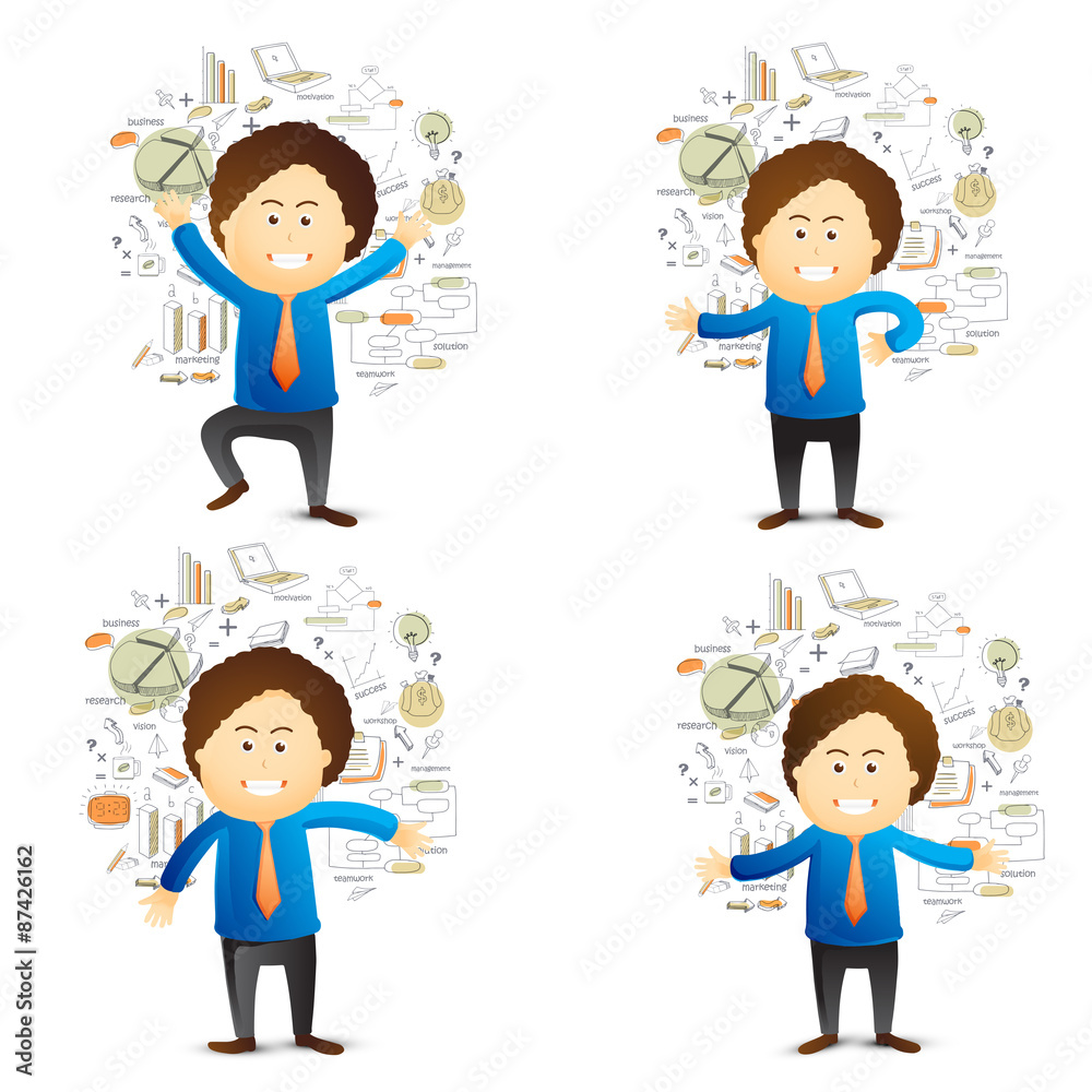 Creative businessman with various infographic elements. Creative businessman with various infographic elements.