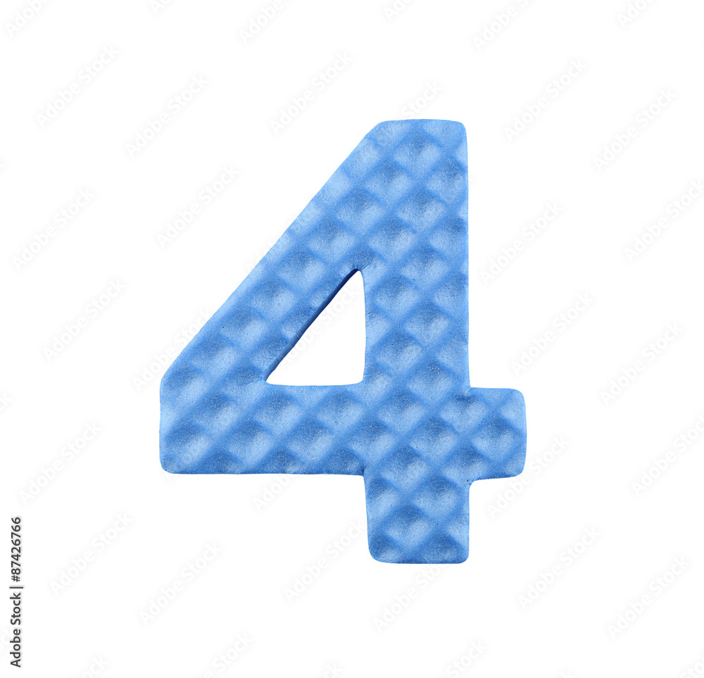 colorful numbers four isolated on white background with clipping
