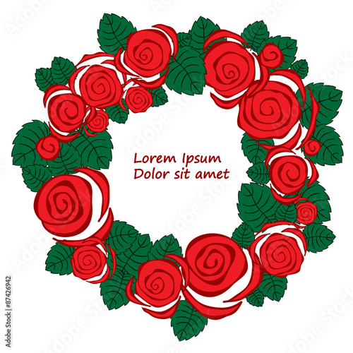 vector cilcular floral wreaths with rose and central white copys