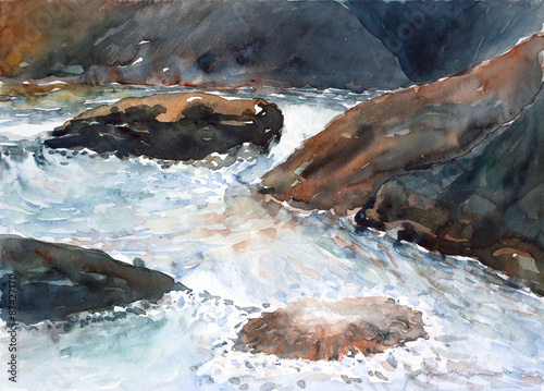 water and stone watercolor on paper