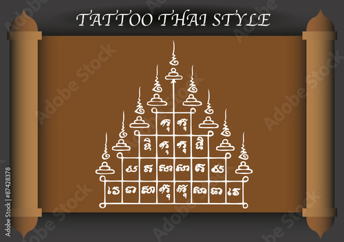 Thai Tattoo Ancient style. Vector template