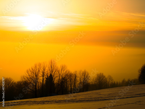 Sunset in wintertime