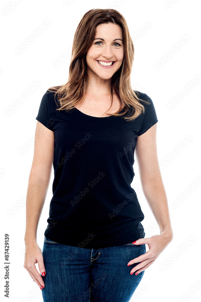 Casual pose of middle aged woman Casual pose of middle aged woman
