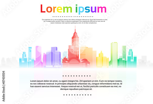 City Skyscraper Colorful View Cityscape Background Skyline 