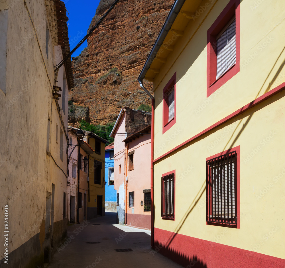 Narrow street of  spanish village. Los Fayos