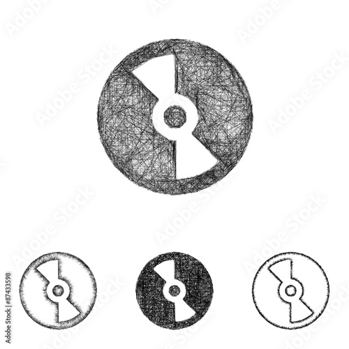 Compact disc icon design set - sketch line art