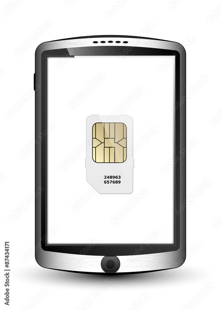 Smartphone and sim card, vector illustration