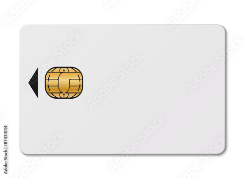 White credit card with chip isolated on white background