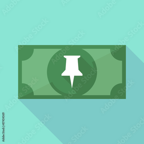 Long shadow banknote icon with a push pin
