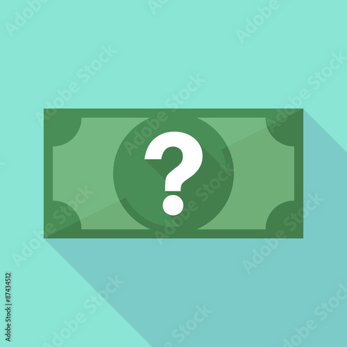Long shadow banknote icon with a question sign photo
