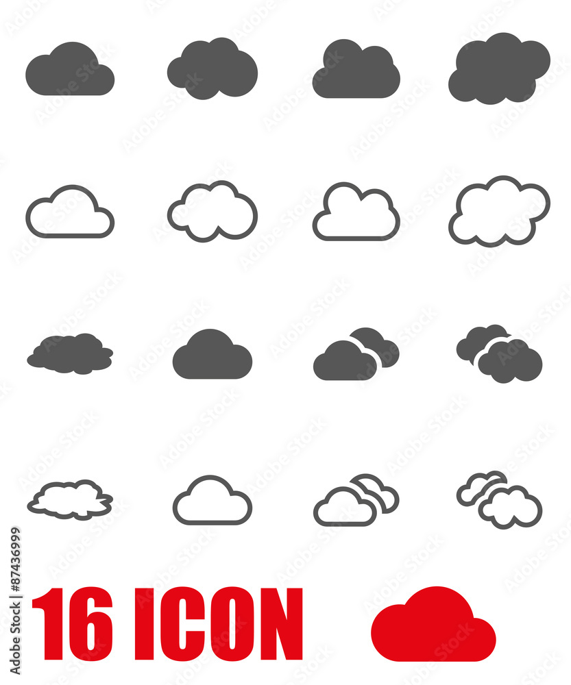 Vector grey cloud icon set