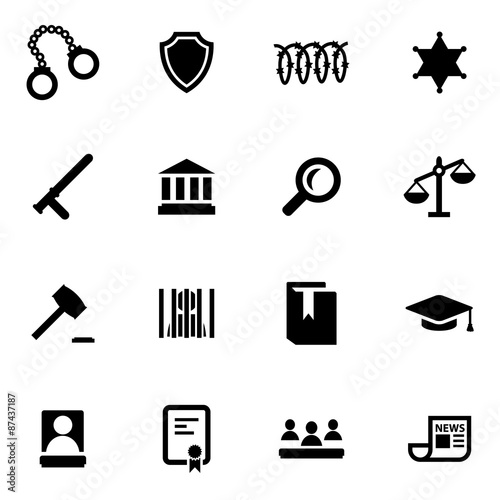Vector black justice icon set
