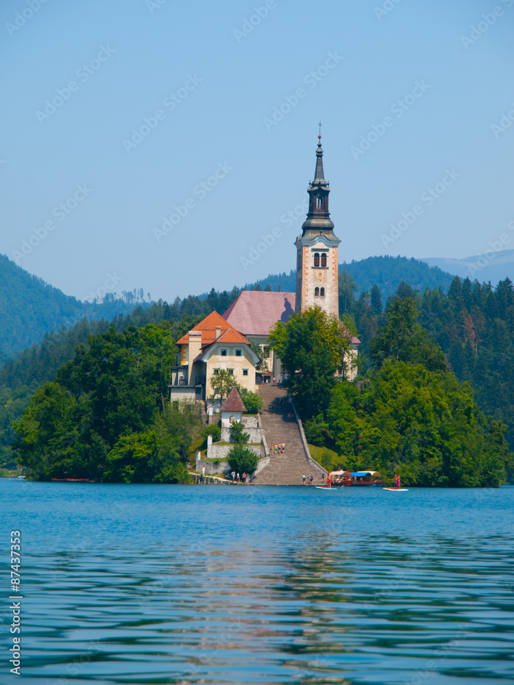 Bled lake with island and church