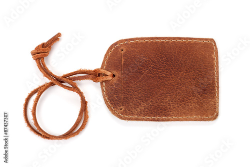 Leather luggage or price tag with clipping path