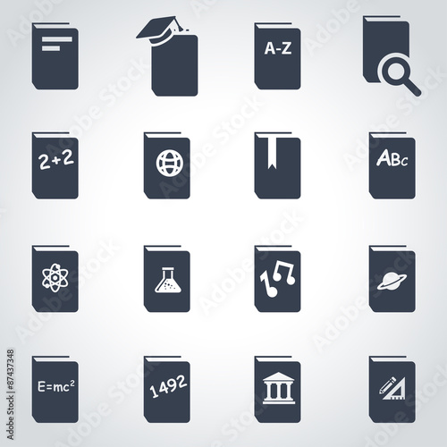 Vector black schoolbook icon set