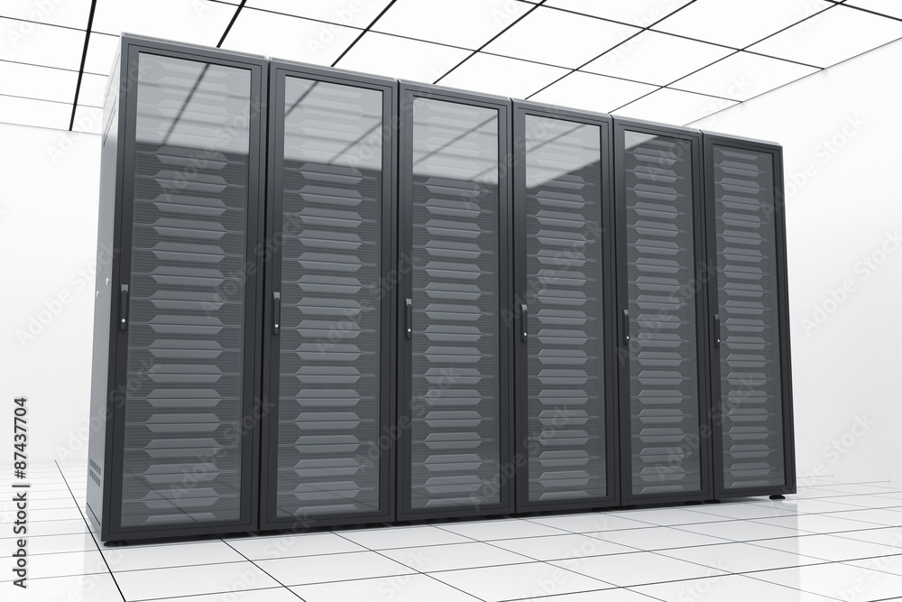 Data center with network servers in futuristic room. Data center with network servers in futuristic room.