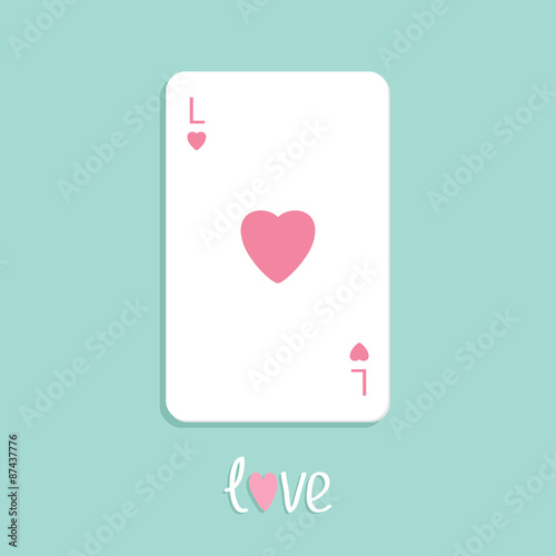 Poker playing card with heart sign Love background Flat design