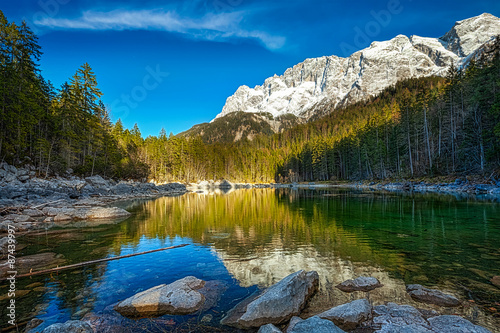 Frillensee lake  and Zugspitze - the highest mountain in Germany © Dmitry Rukhlenko