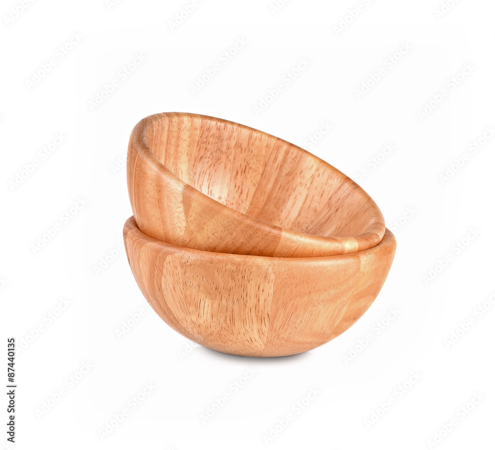 Wooden bowl isolated on white background Wooden bowl isolated on white background