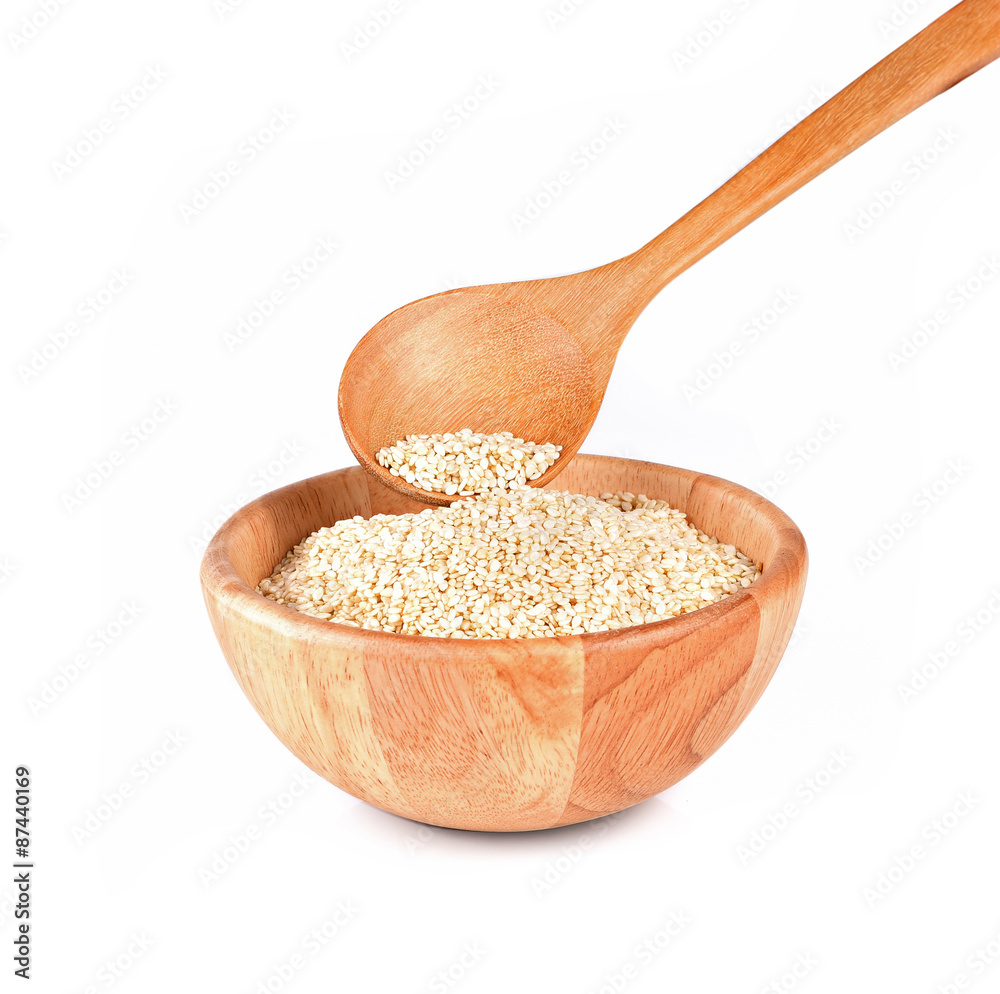 Sesame white seeds isolated on white background Sesame white seeds isolated on white background