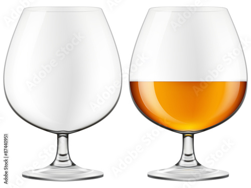 Brandy glass - empty and half full.