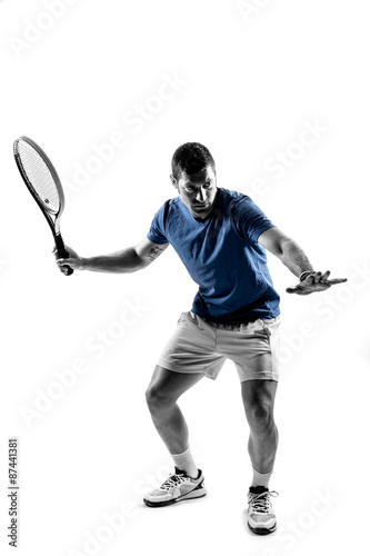Man tennis player on white background (forehand) © head78