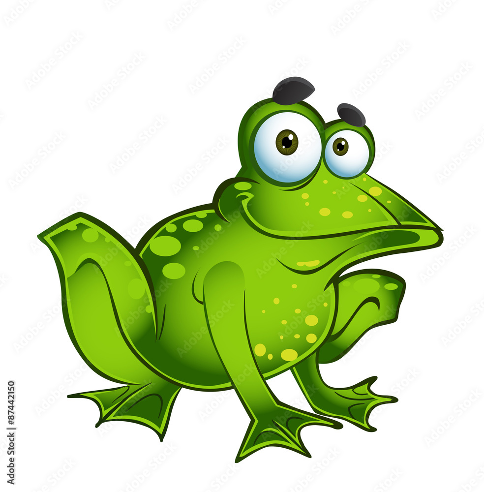 Obraz premium vector happy green frog
