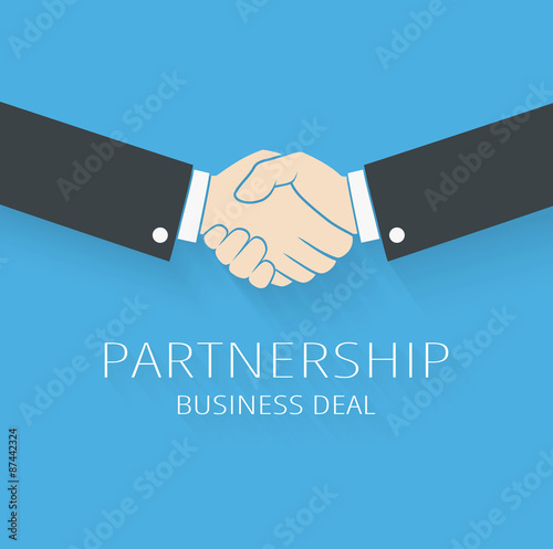 Vector handshake illustration. Background for business and finance