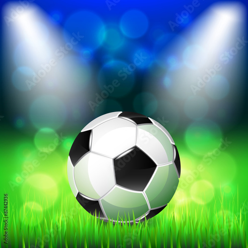 Soccer ball on stadium vector background