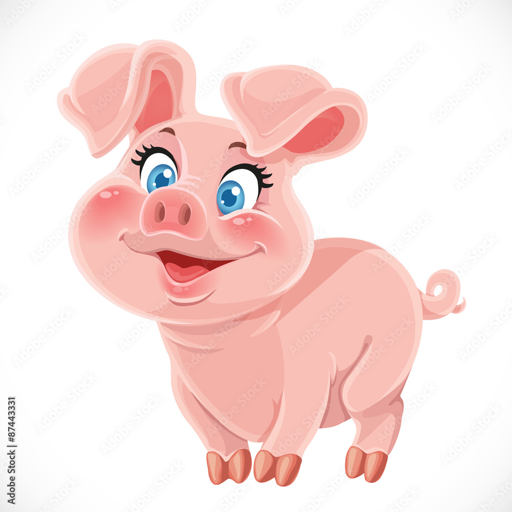 Cute cartoon happy baby pig Cute cartoon happy baby pig