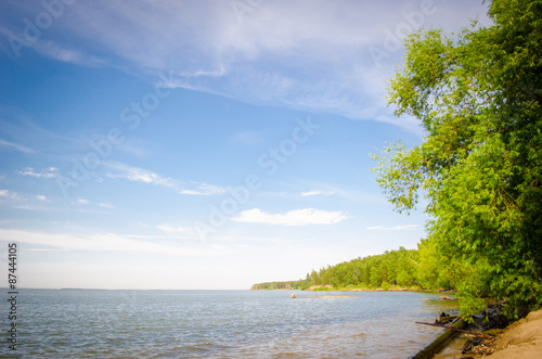 Fototapeta Naklejka Na Ścianę i Meble -  Deserted beach on the sea in summer sunny day