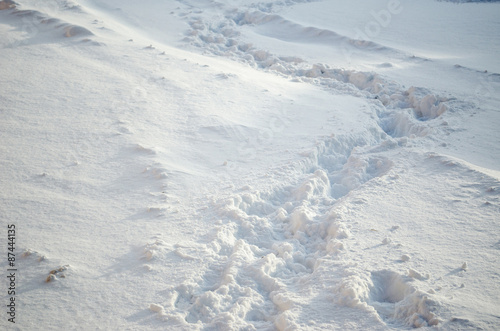 Footprints on snowdrift