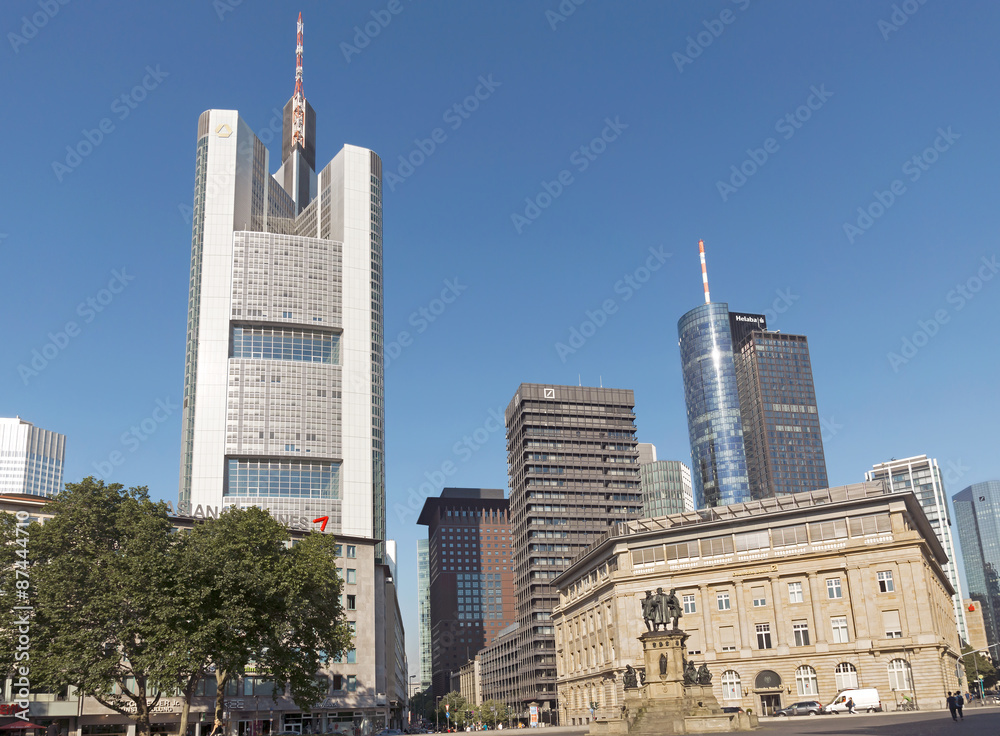 Commerzbank tower and Main Tower. Frankfurt, Germany.