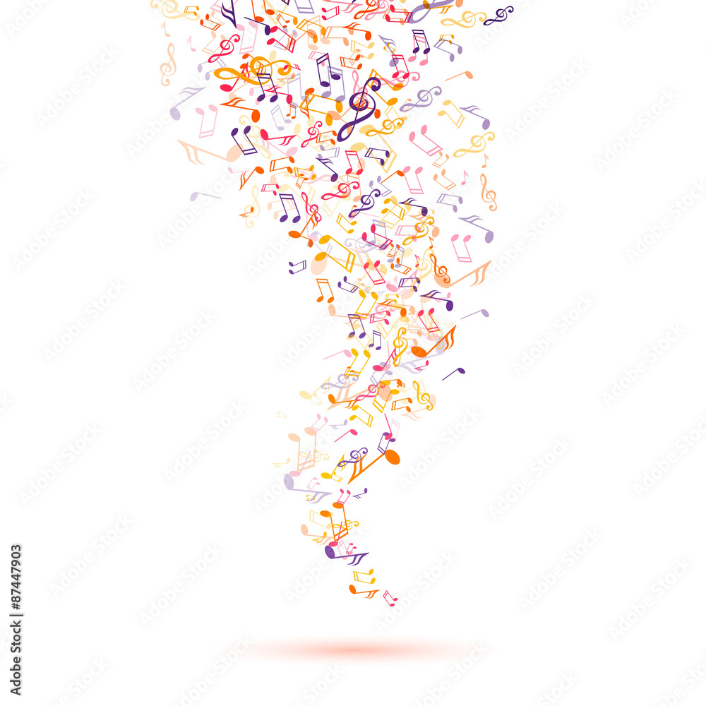 Fototapeta premium Vector Illustration of an Abstract Background with Colorful Music Notes