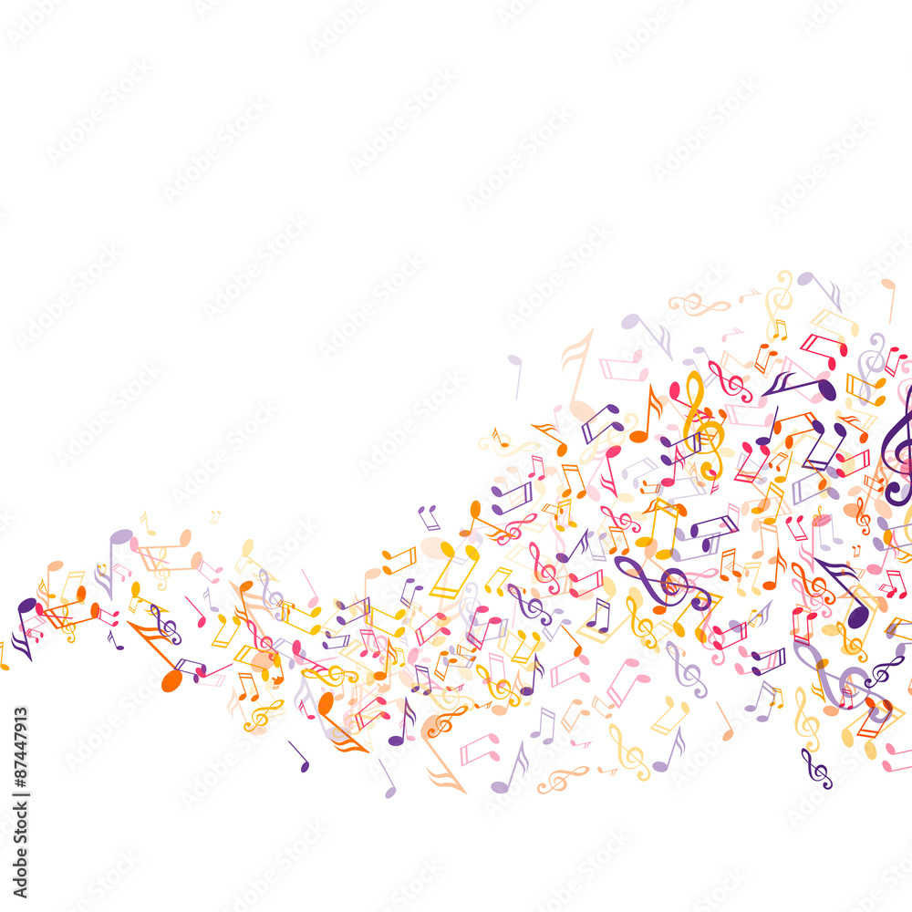 Vector Illustration of an Abstract Background with Colorful Music Notes