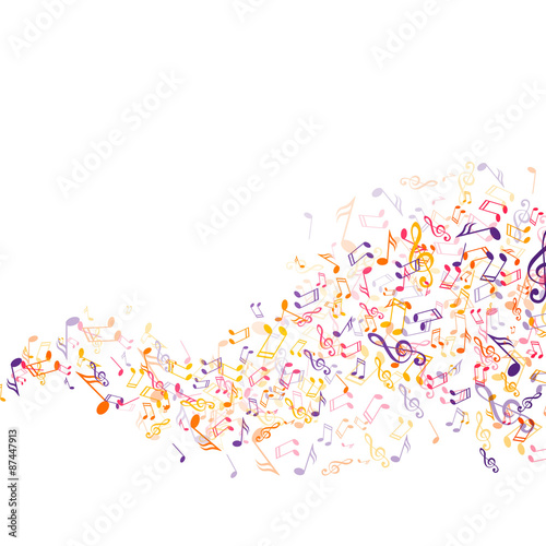 Fototapeta Naklejka Na Ścianę i Meble -  Vector Illustration of an Abstract Background with Colorful Music Notes