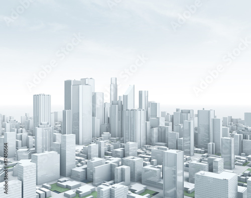 Smart City  Panorama     Wolkenkratzer Skyline