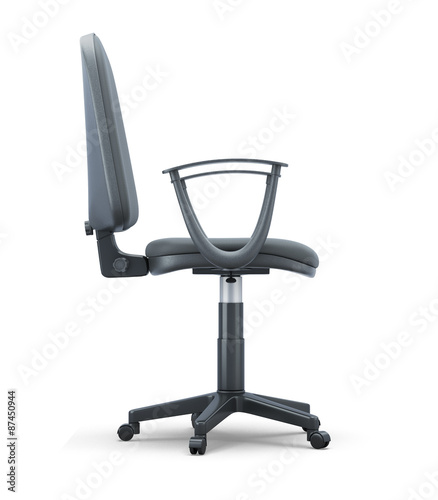 Office chair side view on a white