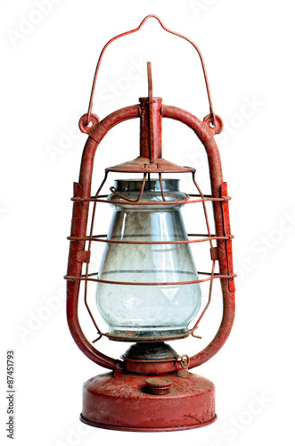 old kerosene lamp isolated on white background