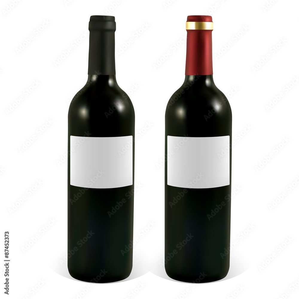 Set of vector wine bottles with blank labels. Illustration contains gradient meshes. Set of vector wine bottles with blank labels. Illustration contains gradient meshes.