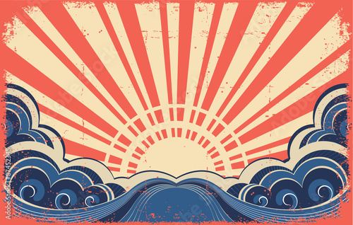 Sunscape grunge image.Abstract poster