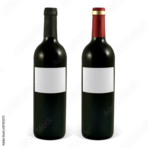 Set of vector wine bottles with blank labels. Illustration contains gradient meshes.