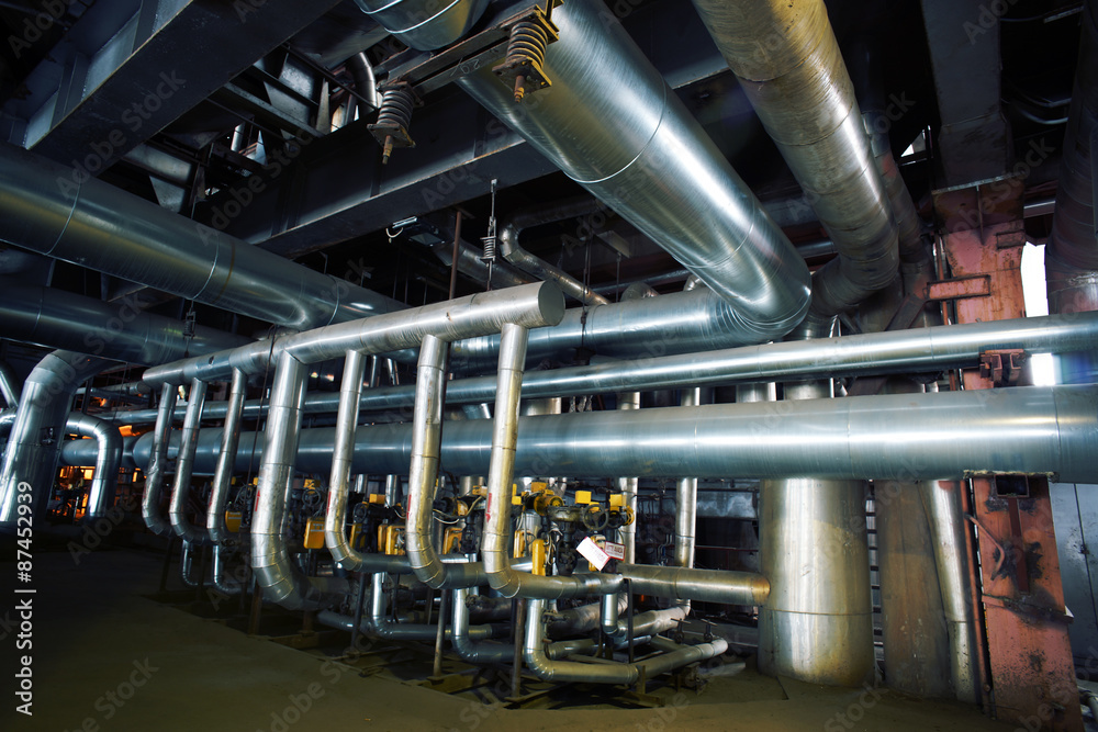 Industrial zone, Steel pipelines, valves and tanks Industrial zone, Steel pipelines, valves and tanks