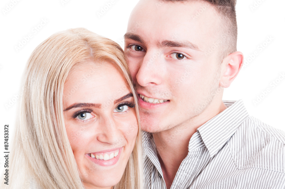 Happy faces of a smiling couple